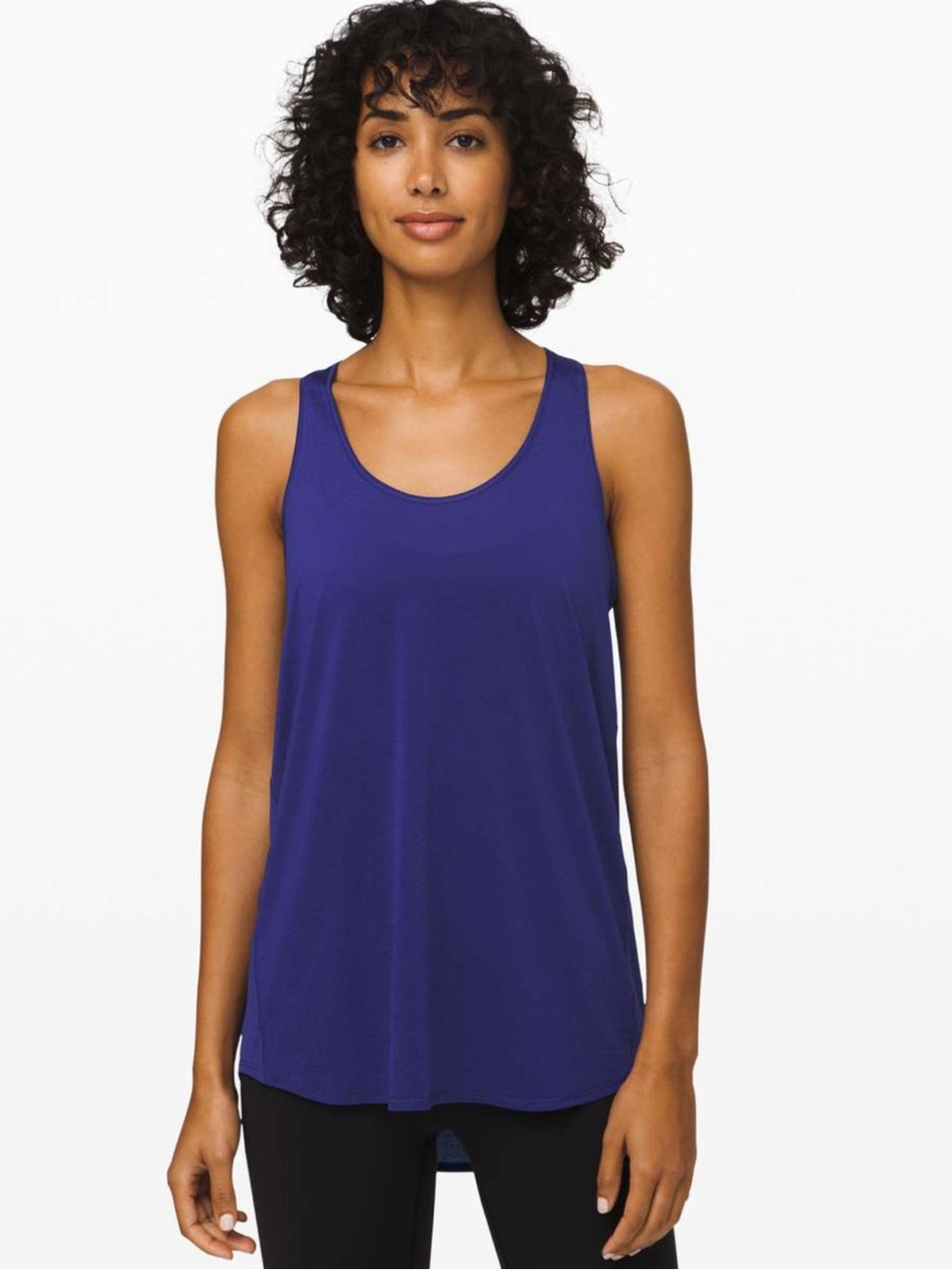 Lululemon Essential Tank Pleated Larkspur Blue Scoop Neck Athletic Top Size 14